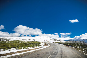 snowy road in the mountain