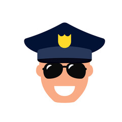 Police officer with sunglasses icon. Clipart image isolated on white background.