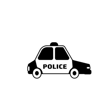 Police car silhouette icon. Clipart image isolated on white background.