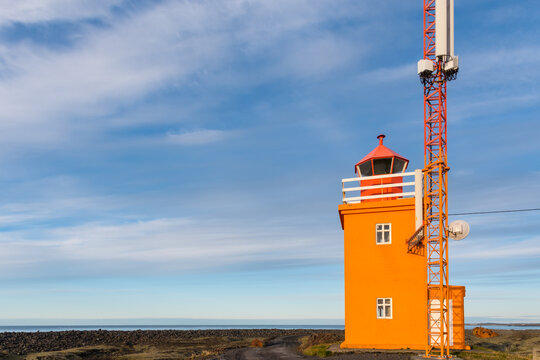 The lighthouse of Hopsnes in Grindavik in Iceland