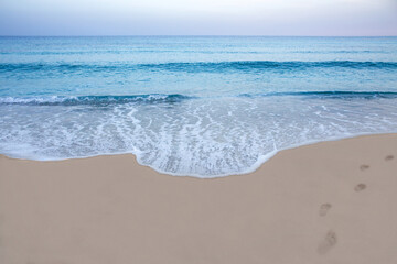 footprints on the coast of the Mediterranean Sea