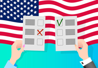 Election of the President of the United States.Banner,poster ,leaflet dedicated to the us presidential election and election campaign.Flat vector illustration.