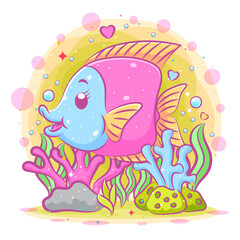 Fototapeta na wymiar Illustration of the colorful samarium under the sea