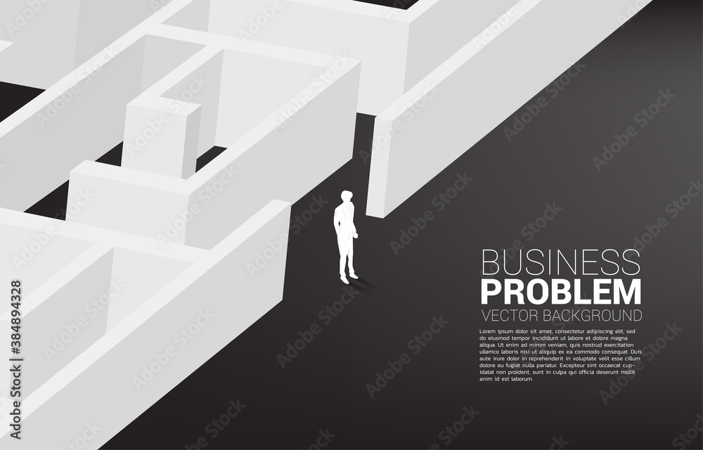 Aufkleber silhouette of businessman find the way out from maze. business concept for finding solution and reac