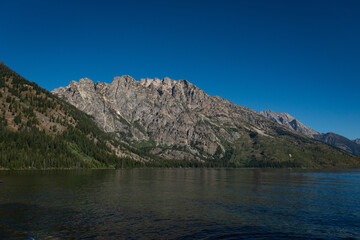 Jenny Lake Trail in Grand Teton National Park, Wyoming. USA. Back to Nature concept.