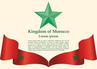 Flag of Morocco, Kingdom of Morocco. template for award design, an official document with the flag of Morocco. Bright, colorful vector illustration