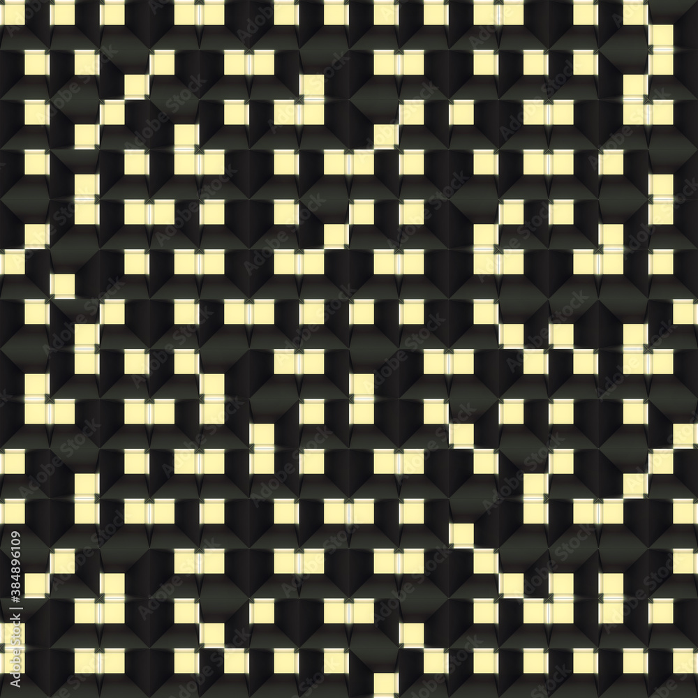 Aufkleber Abstract geometrical pattern of randomly arranged shiny cubic forms. 3d rendering digital illustration