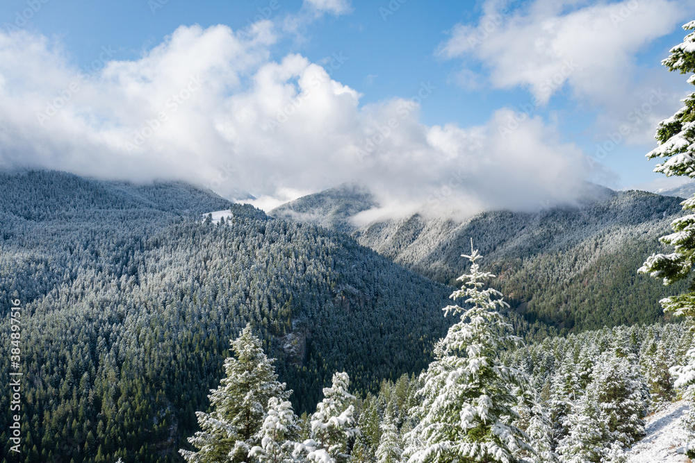 Wall mural storm castle peak trail in custer gallatin national forest, montana. usa. back to nature concept.