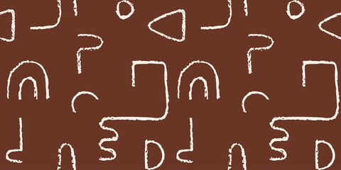 Hand drawn monochrome seamless pattern. Irregular chalk doodle lines. Abstract vector background.
