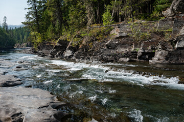 McDonald Creek Trail in Glacier National Park, Montana. USA. Back to Nature concept.