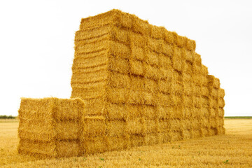 bales of straw stacked high