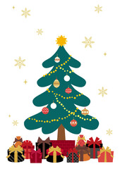 クリスマスツリーとプレゼントのイラスト　縦 文字なし