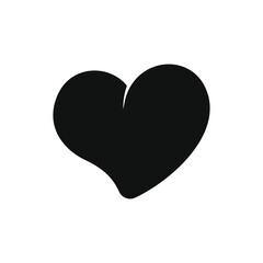 Simple cute heart leaning sideways silhouette icon. Flat vector illustration design.