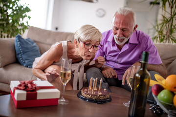Senior couple at birthday celebration
