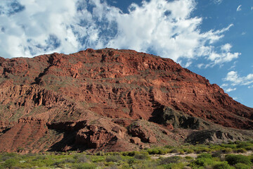 Geology. Red sierra. The sandstone and rocky mountains in the valley. 