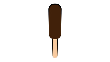 Chocolate Ice Cream On A Stick. Vector Mockup Template