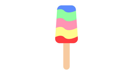 ice cream sweet, milk, popsicle on a stick on a white background, vector illustration. popsicle with different tastes of different colors. fruit and berry juicy ice cream for the festival