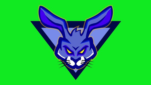 Dark bluish rabbit mascot logo animation motion graphics