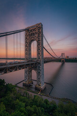 The George Washington Bridge at sunset, seen from Fort Lee, New Jersey