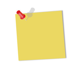 Blank note pinned with a pin isolated on white background. Vector illustration.