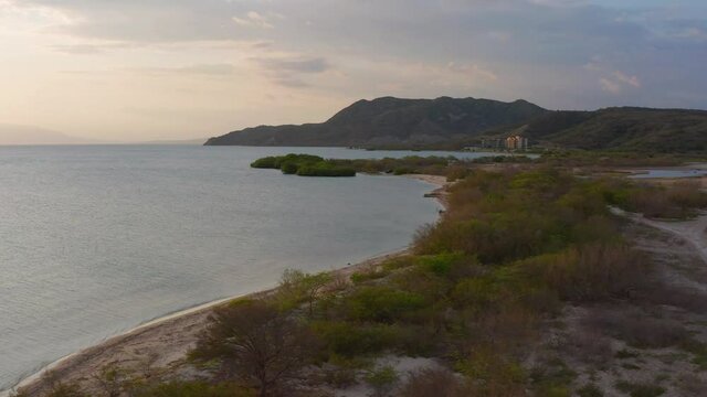 Drone view over Sabana Buey coast. Dominican Republic