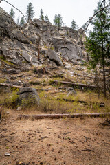 Rock Cliffs In A Burn Area At The Little Spokane Natural Area