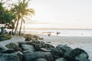 Walk way at the Snapper rocks with shower on the Gold Coast