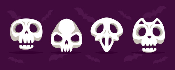 Halloween Skull Illustrations editable