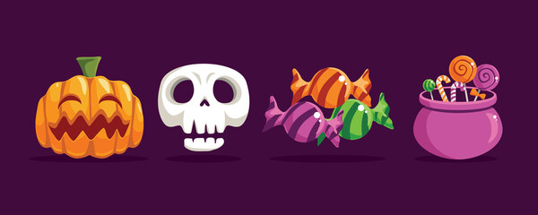 Halloween illustrations set editable