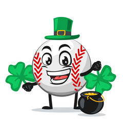 vector illustration of baseball character or mascot wearing shamrock hat