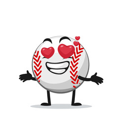 vector illustration of baseball character or mascot with love eye