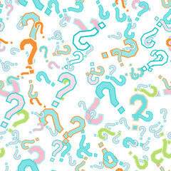 Quiz seamless pattern. Question marks, doubt, faq
