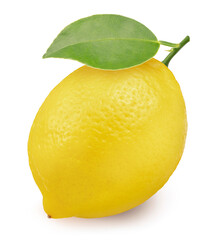 Yellow Lemon and slice isolated on white background, Lemon Fruit with leaf on a white background, With clipping path