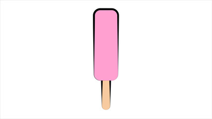 ice cream sweet, milk, popsicle pink on a stick on a white background, vector illustration. a delicious dessert for children and adults. sweet milk dessert
