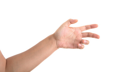 A relaxed five-finger hand in front of a white background - obrazy, fototapety, plakaty