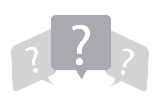 Gray bubbles question marks. Interrogative messages. Question in speech sign. Vector illustration. Stock image.