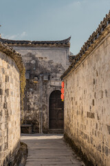 Street view of Xidi village, an ancient Chinese village in Anhui Province, China, a UNESCO world cultural heritage site.