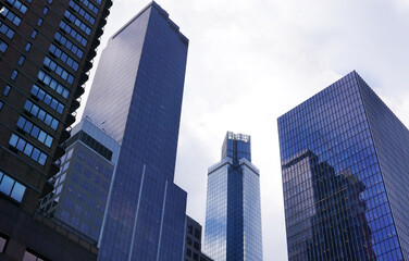 Fototapeta na wymiar Skyscrapers, downtown, buildings close-up, bottom view