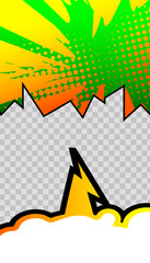 Comic book style story vector template with a colored and a blank bubble. Editable social media photo frame layout for sale, store advertisements.