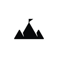 Mountain with flag  icon vector