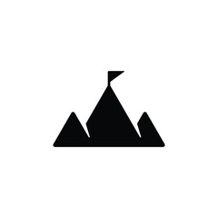 Fototapeta premium Mountain with flag icon vector