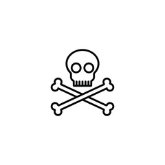Human skull and bone thin icon vector