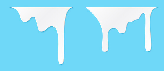 White melt drips or liquid sauce and milk drops. White liquid or melted chocolate drips, milk current paint.