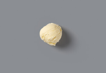 top view fresh vanilla flavor ice cream ball on grey background