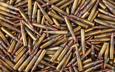 Rifle ammunition pile closeup