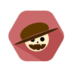 Cute skull icon expression with slanted hat
