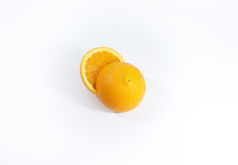 One oranges are separated and seen inside.