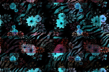 Fototapeta na wymiar floral pattern with foil texture