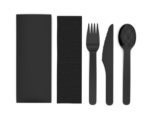 Bank Promotional Design Dinner Fork Knife And Spoon Flatware Set For Mockup And Branding. 3d render illustration.