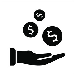 save money icon, salary money, invest finance, hand holding dollar. symbols on white background